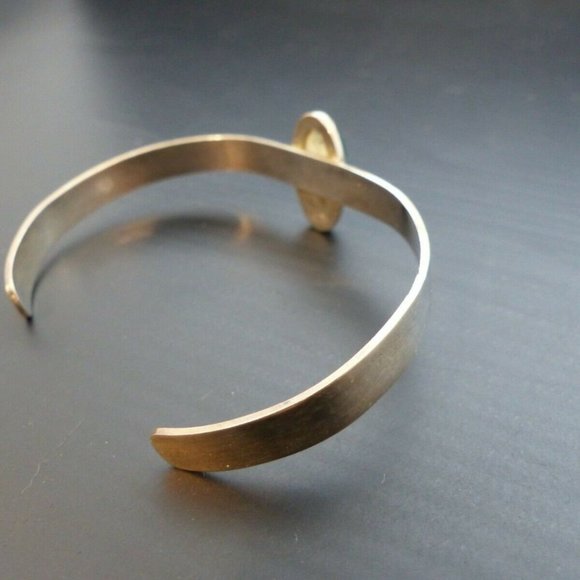 Malachite Sterling silver cuff Bracelet Modernist Sterling Silver Southwest 925 - Picture 2 of 4